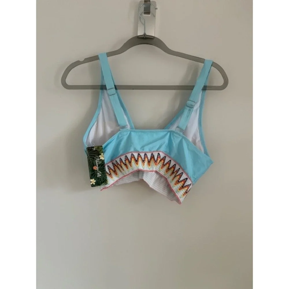 Blooming Jelly Blue Boho Embroidered High‎ Waisted Bikini Set Large NEW - Picture 6 of 7